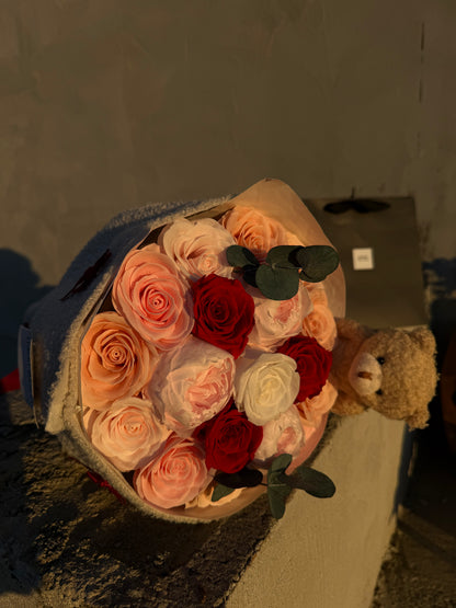 Forever Teddy Luxury - Buchet flori criogenate