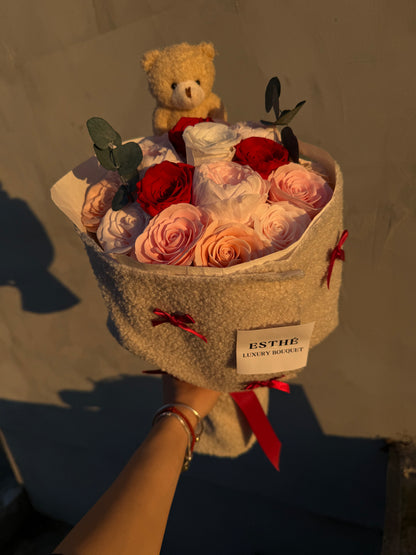 Forever Teddy Luxury - Buchet flori criogenate