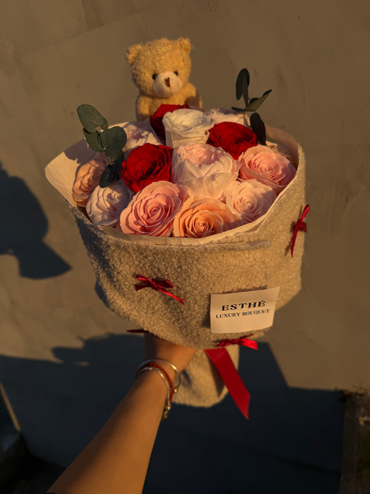 Forever Teddy Luxury - Buchet flori criogenate