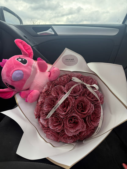 Stitch Glitter Roses Bouquet - Buchet trandafiri sclipici Stitch