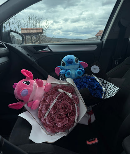 Stitch Glitter Roses Bouquet - Buchet trandafiri sclipici Stitch