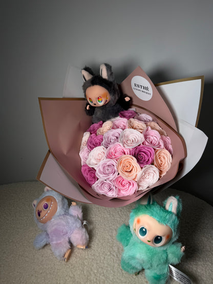 Labubu Luxury Bouquet - Buchet trandafiri eterni